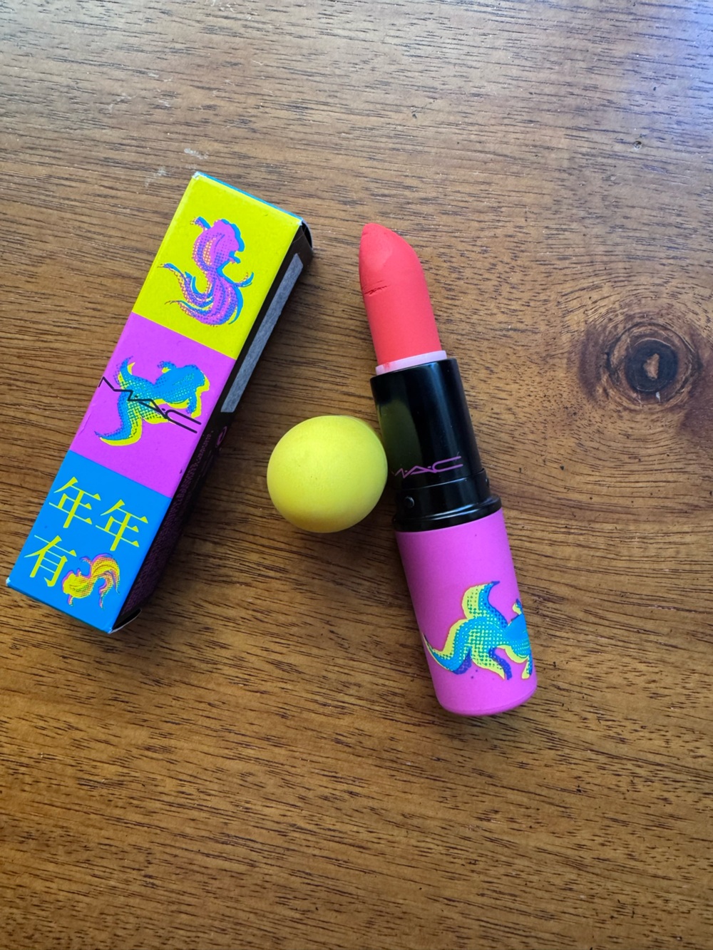 MAC Cosmetics Coral Pink Lipstick with Limited-Edition Dragon Sleeve